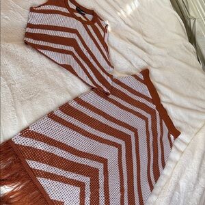 Fashion Nova Brown and White Knit Set